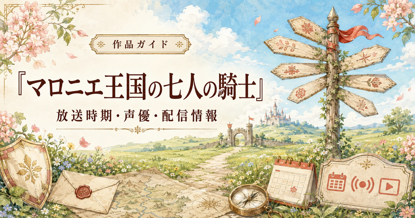 『マロニエ王国の七人の騎士』の放送時期・声優・配信情報を紹介する作品ガイド記事のアイキャッチ画像